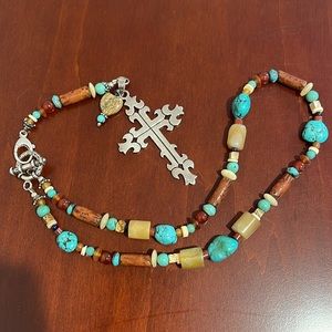 Amazing Sterling Silver and Multi-Stone Cross Necklace